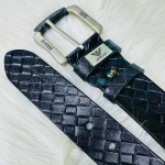 A/X. ARMANI Glossy Buckle Belt With Textured Leather