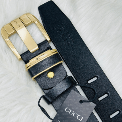 GUCCHI Shiney Golden Buckle Belt with premium  Solid Leather