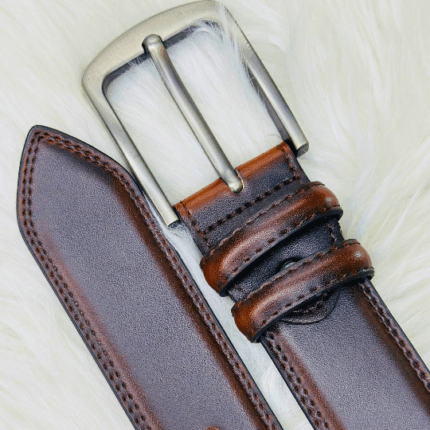 Square Buckle Brown Leather Belt