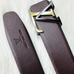 Black & Golden LOUIS VUITTON Buckle Belt With Brown Leather