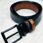 Square Black Buckle Belt With Textured Leather