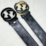 GUCCHI Printed Leather belt with premium  Branded Buckle