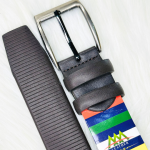 Square Glossy Buckle Belt with Premium Textured Leather (Brown & Black)