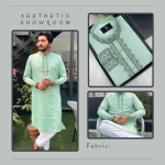 Premium Cotton Panjabi – Mint Elegance
