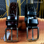 LeatherBelt-Interlaced Geometric Cutout Design